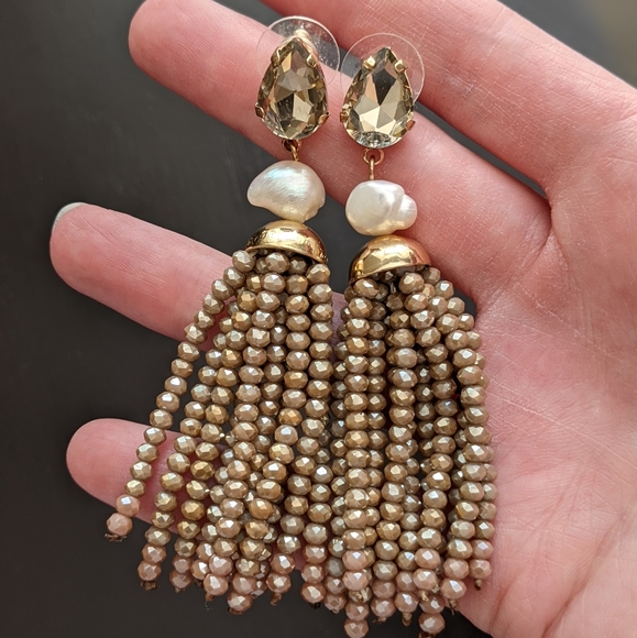 Olive + Piper Luxe Tassel Earrings in Taupe - Picture 9 of 9